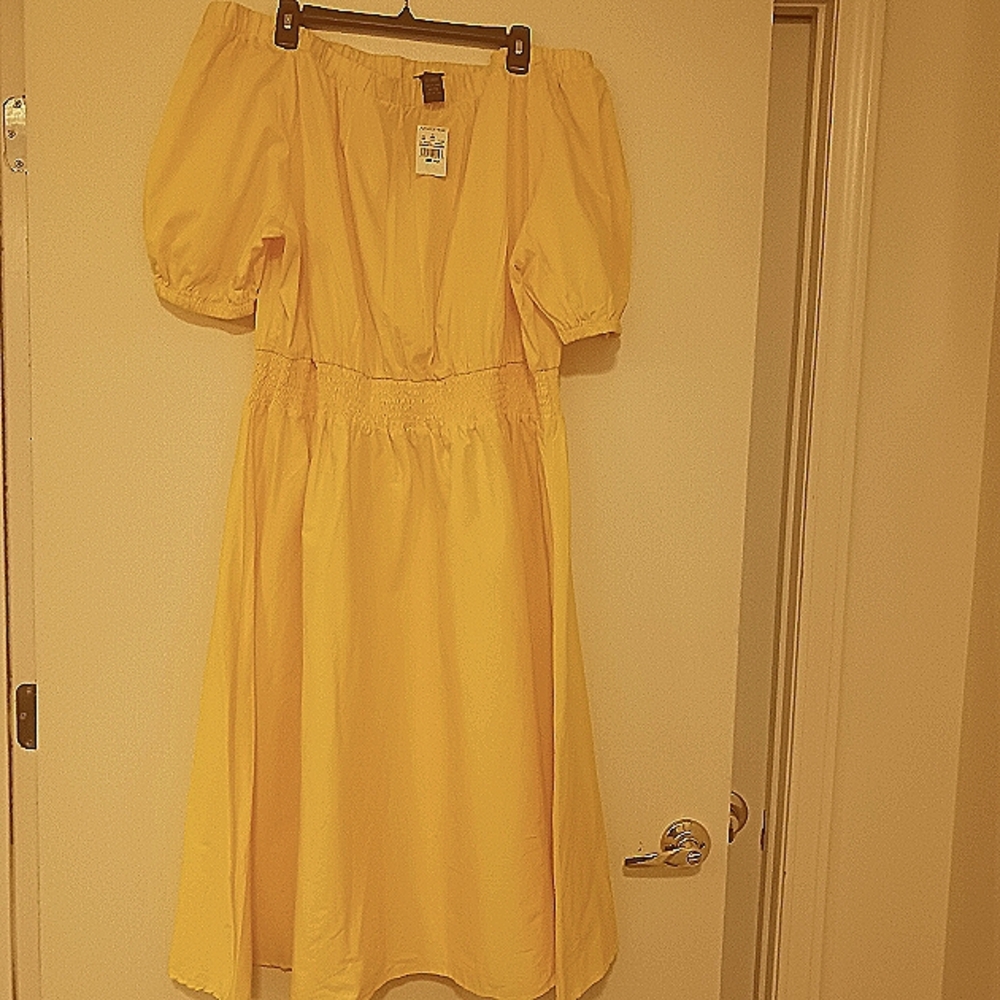 Ashley Stewart Sunny Yellow Off The Shoulder Dress